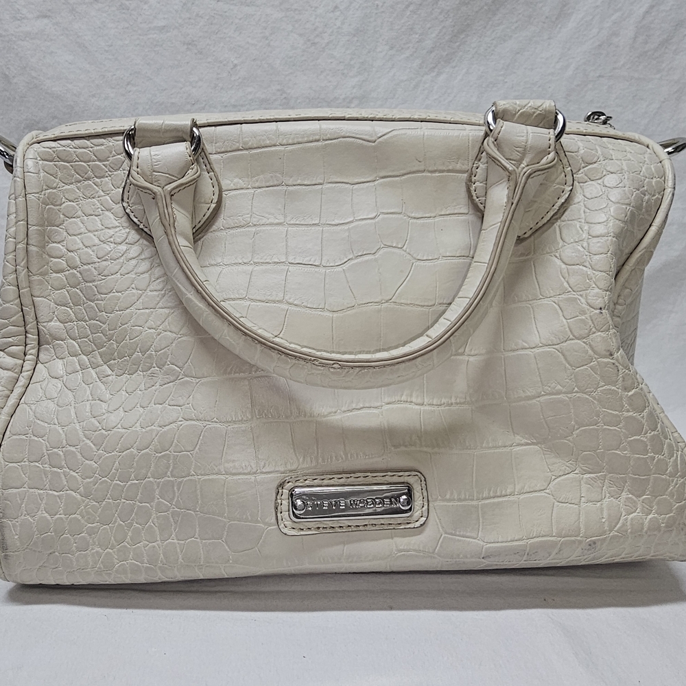 Steve Madden Women Handbag Satchel Purse Solid Ivory‎ Ruffled